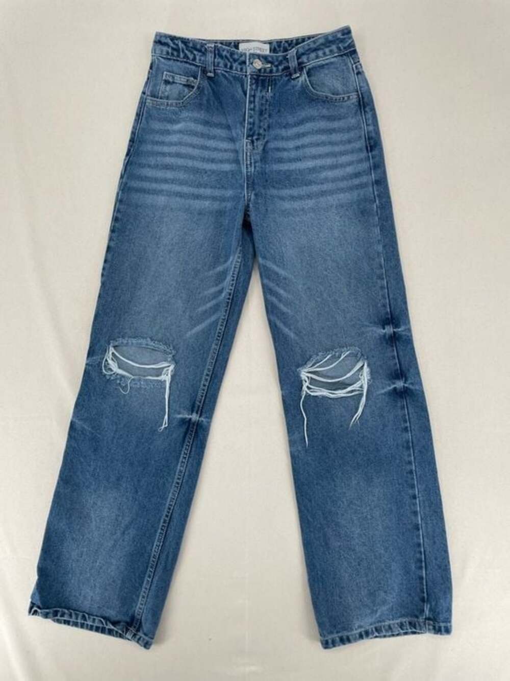 High Street High-Rise Distressed Wide Leg Jeans
